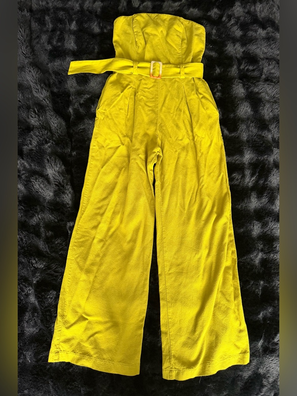 Chartreuse Linen Jumpsuit Medium